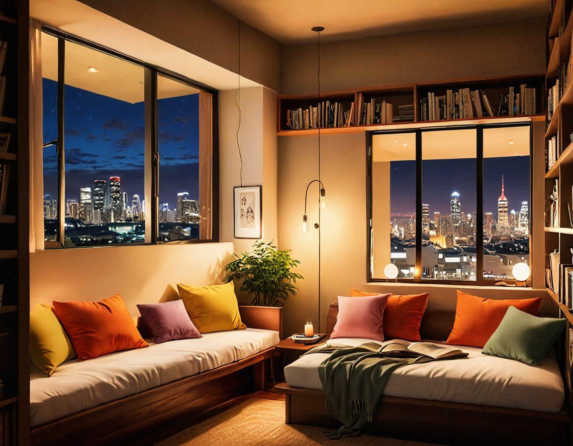 A dynamic split-image showcasing two contrasting worlds: on one side, stylized artwork of adult manga, with bold lines and vivid colors creating an energetic vibe; on the other, a serene scene of a cozy, dimly-lit reading nook filled with sensual storytelling elements—soft pillows, an open book with elegant illustrations, and candlelight casting warm shadows. super-realistic. vibrant colors. warm lighting.